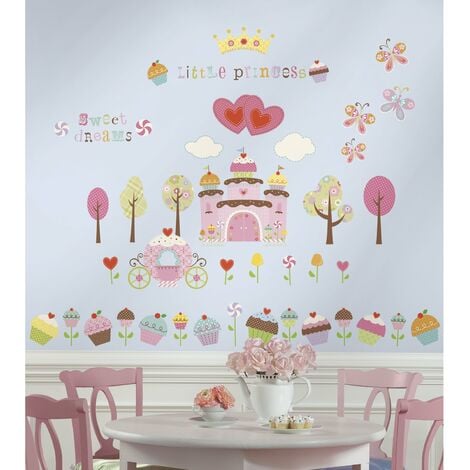 Jomoval Room Mates, Adesivi da parete per cameretta bambini, motivo:  Castello di dolci