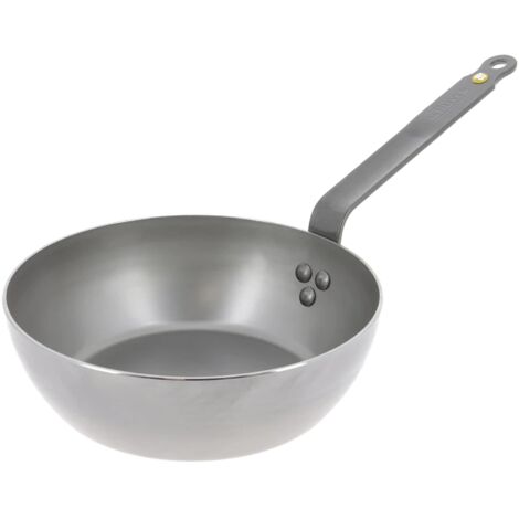 De Buyer Padella lionese Tonda Profonda Mineral B Element, Diametro cm 28, 5614.28, Acciaio Inossidabile, Argento, 28 cm (1/4)
