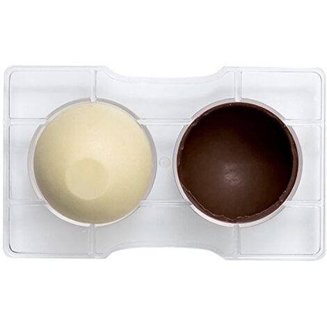 Decora 0050093 Stampo Professionale Cioccolatino Mezza Sfera Con Base, In Policarbonato, 2 Cavità, ø 75 x h 40 mm, Ideale per Realizzare Cioccolatini Lucidi, Design Professionale, Made in Italy (1/4)