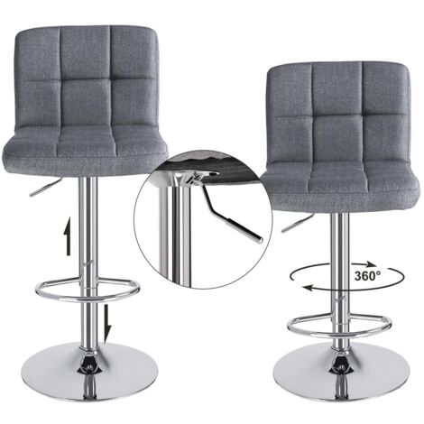 Sgabelli Da Bar SONGMICS Set 2 - Regolabili E Girevoli Con Schienale, Grigio Lino - Foto 4