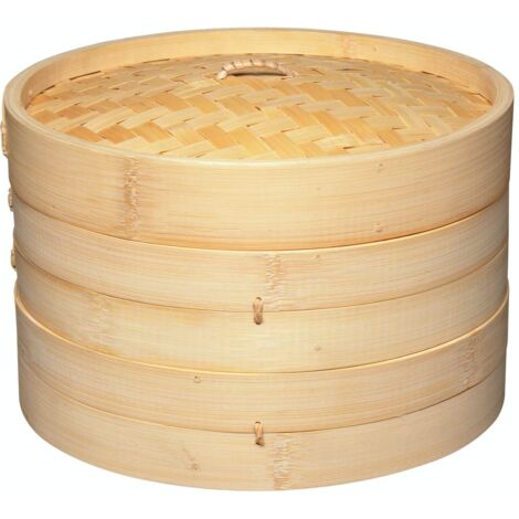 KitchenCraft World of Flavours Cestello per Cottura al Vapore / Vaporiera in Bambù a 2 Livelli, 25,5 cm (1/3)