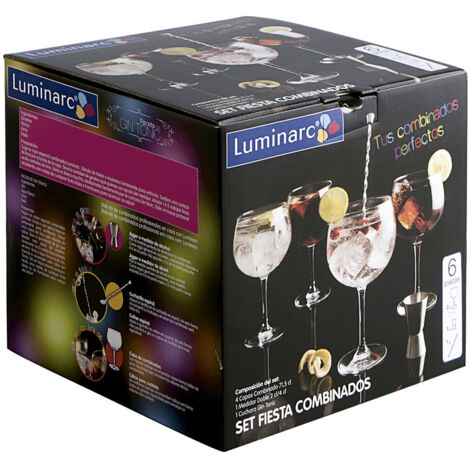 Luminarc - Fiesta Combinados, Set per cocktail da 6 pz., incl. 4 bicchieri, misurino e cucchiaino (1/5)