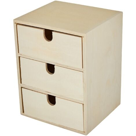 Rayher 62382000 Piccola cassettiera in legno, 3 cassetti, per scrivania,  21,5 x 14,5 x
