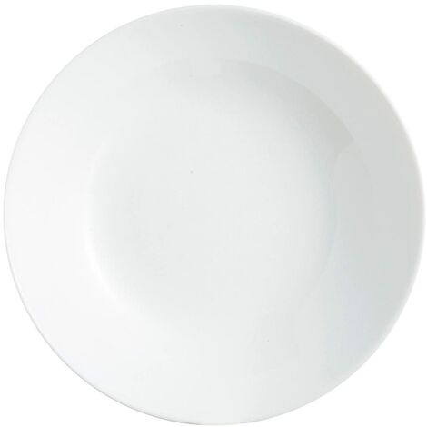 Arcopal - Zelie, Set di Piatti Fondi, Stoviglie in Vetro Opale Extra Resistente, 20 cm, Bianco, 12 pezzi