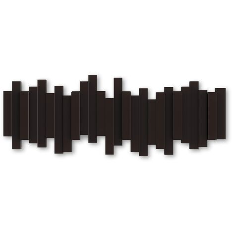 Umbra Sticks Attaccapanni Da Parete Con 5 Ganci Ribaltabili, Espresso Marrone, 49.5 x 3 x 18 cm, 907.18 grammi