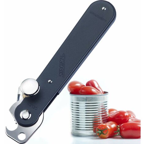 Westmark Apriscatole a leva, Con apribottiglie, Lunghezza: 14,9 cm, Acciaio, Original Sieger, Nero/Argento, 11212270 (1/4)