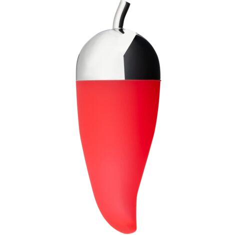 Alessi Piccantino JHT02 - Sminuzza-Peperoncino di Design in Acciaio Inossidabile e Gomma Siliconata, Rosso e Argento (1/4)