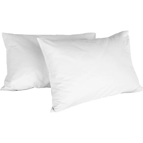 Italian Bed Linen 8058575002884 Coppia di Federe Tinta Unita, Bianco, 100% Cotone, 52 x 82 x 1 cm (1/2)