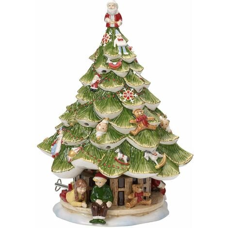 Villeroy & Boch Christmas Toy's Memory Albero Natale Grande con Bambini,  Carillon, Porcellana, Verde