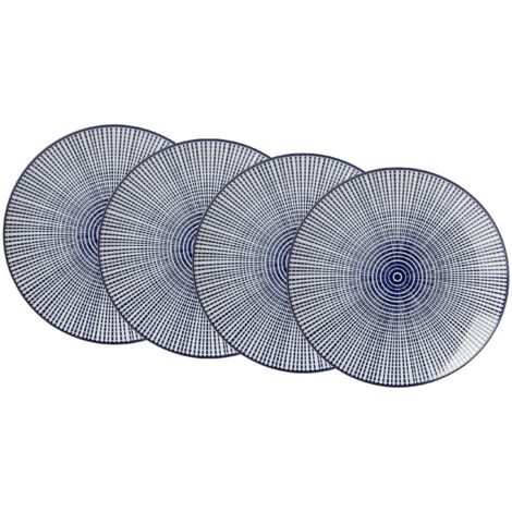 Ritzenhoff & Breker – Set di Piatti Royal Makoto, 4 Pezzi, 26,5 cm di Diametro, in Porcellana, Bianco e Blu (1/4)
