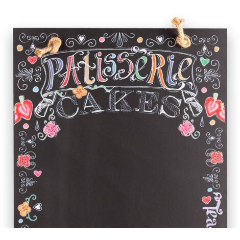 Chalkboards UK Patisserie alto sottile lavagna/lavagna/memo board con corda  da cucina, vassoio e gesso.