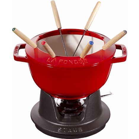 Staub 40511 – 975 – 0 Servizio Fonduta Ghisa ciliegia 26,5 x 20,7 x 11,6 cm