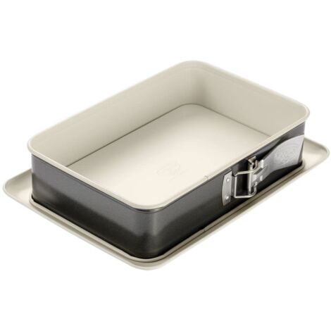 Dr. Oetker Teglia per Saltare Rettangolare 28 cm Back-Trend Teglia da Forno Rettangolare in Acciaio con Rivestimento Antiaderente Rinforzato in Ceramica (Colore: Crema/Antracite), quantità: 1 Pezzo (1/4)