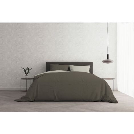 MB HOME ITALY Copripiumino Natural Color, Cotone, Marrone/Panna, Matrimoniale