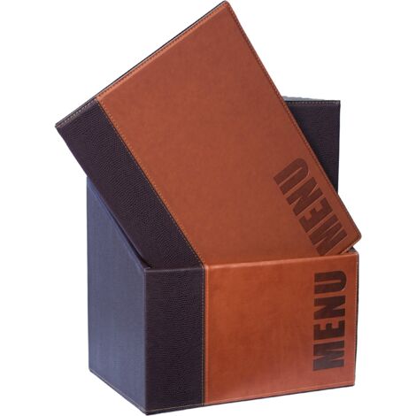 Porte-Menu Securit Classic Line Similicuir Noir - 4 Pages A4 Extensible Jusqu'à 40 Pages