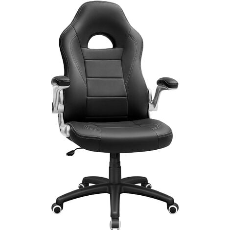 Sedia gaming da ufficio ergonomica con braccioli ribaltabili e poggiatesta  regolabile colore nero Songmics - Habitium®