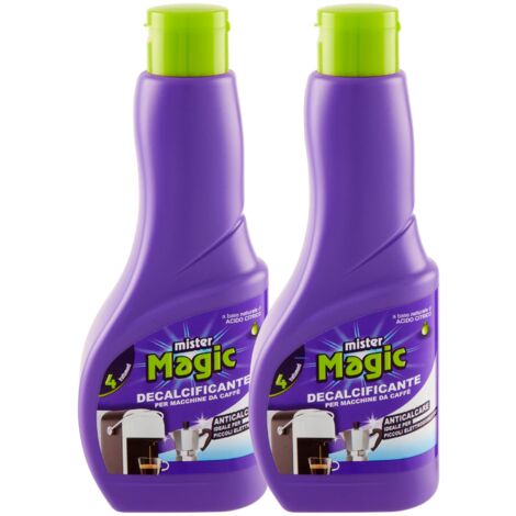 Mister Magic - Decalcificante Macchinetta caffè, Trattamento Anticalcare per Piccoli Elettrodomestici, Biodegradabile al 98%, Confezione da 2 pezzi da 200 ml (1/5)