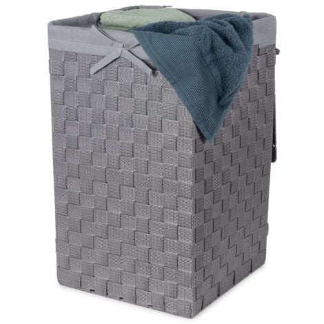 Cesto Porta Biancheria VERDELOOK Con Coperchio - Grigio, 40x30x60 Cm, Foderato In Tessuto