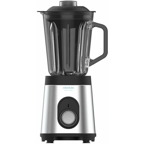 Cecotec Frullatore Power Black Titanium 1000. 1000 W, lama a 6 foglie con rivestimento in titanio nero, caraffa in vetro da 1,5 l, 5 velocità. (1000 W, Inox)