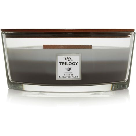 WoodWick Trilogy Candela profumata Ellipse con stoppino crepitante Legno caldo (Warm Woods) Durata della fragranza: fino a 50 ore (1/5)