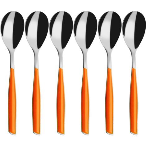 BUGATTI, Glamour, Set 6 Cucchiaini da caffè in Acciaio Inox 18/10, Stampaggio PRO-Tech System (Arancione) (1/3)