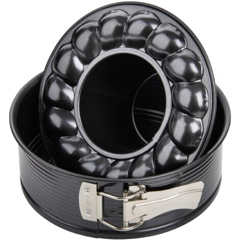 Zenker Stampo Tortiera Apribile a Cerniera 2 fondi Ø18x6,5cm in Acciaio Carbon Steel rivestito in antiaderente Teflon Classic Temp Max 230°C Linea Black Metallic