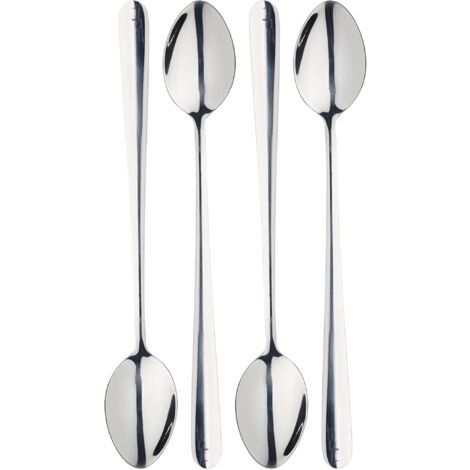 MasterClass Cucchiaini Lunghi per Caffelatte, Gelati, Frullati, Acciaio Inossidabile, 12 cm, Argento, 4 Pezzi (1/4)