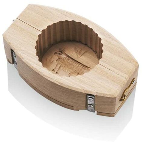 La Bonne Graine BAR103 - Stampo Rotondo in Legno per Burro, con scanalature, Motivo: Mucca, 125 g (1/2)