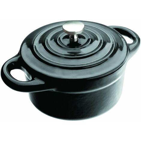 IBILI, Mini cocotte tonda nera 10 x 4,5 cm, ghisa, adatta per l’induzione. (1/2)