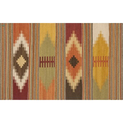 Vilber, Bohemian Kilim, Tappeto, Multicolore (Beige/Arancione/Rosso), 75 x 120 x 3 cm