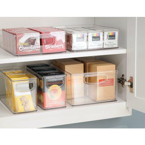 mDesign Contenitore portaoggetti a 2 scomparti – Pratica scatola trasparente  per la camera da letto – Porta oggetti