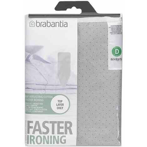 Brabantia Faster Ironing Fodera, Riflettente il Calore, con Spugna da 2 mm, 135x45 cm, Metallizzato (1/5)