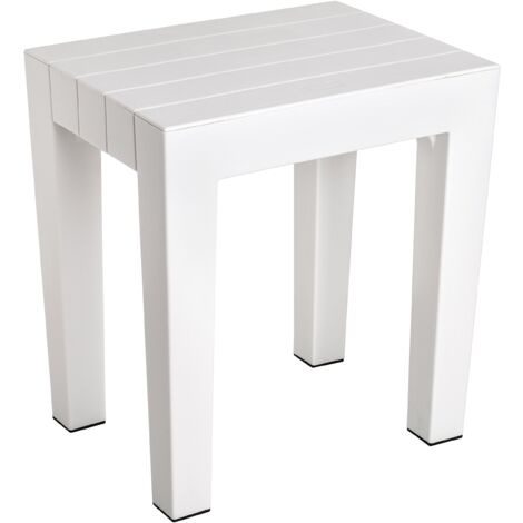 Tatay Lombok Sgabello Rettangolare, Polipropilene, Senza BPA, Finitura Effetto Legno, la Protezione anti-UVA, Anche 130kg, Adatto a 38x29x41cm Interni ed Esterni, Bianco