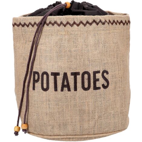 KitchenCraft Sacchetto per patate con fodera opaca, sacchetto per patate, hessian, 24 x 24 cm, marrone (1/4)