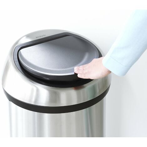 Brabantia Touch Bin Pattumiera in Acciaio, Coperchio Nero Opaco, 60 L, Nero  Opaco