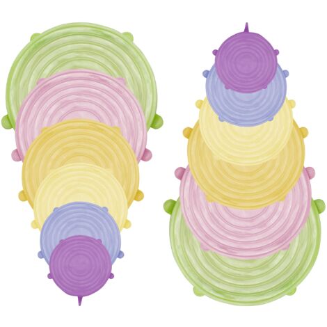 BEPER C102COC101 Estensibile, 12 Pezzi Colorati-Coperchi Silicone di Diverse Dimensioni, BPA Free (1/5)