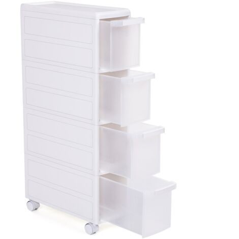 Songmics Carrello Da Bagno, Mensola Da Cucina, Scaffale Da Bagno Multiuso, Bianco, 18 x 84.5 x 46 cm
