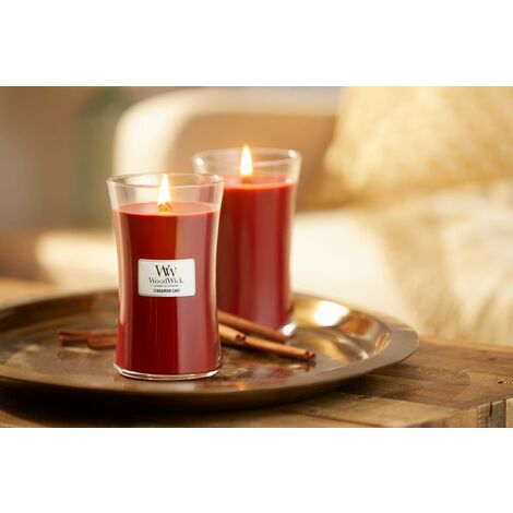 Woodwick Hourglass Candela Profumata Grande Con Stoppino Scoppiettante,  Chai Alla Cannella, Fino A 130 Ore, Rosso (