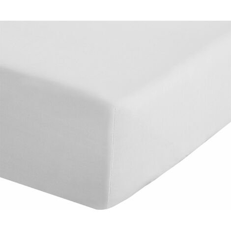 Catherine Lansfield - Lenzuolo con angoli, in percalle di policotone, per letto matrimoniale, Bianco (White)