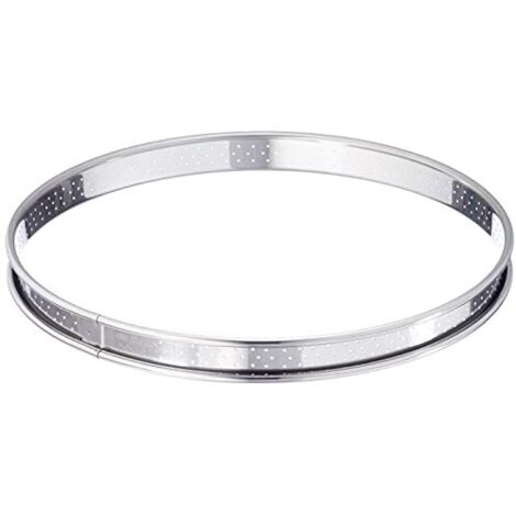 De Buyer circolare acciaio inox Stampo ad anello per torte perforato con bordo stondato, 3093.22, inossidabile, Diametro 22 cm (1/3)
