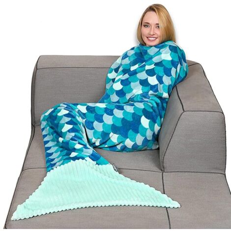 Coperta Sirena Morbida In Pile 200cm - Plaid Divano Con Coda, Ideale Regalo Donna Per Natale O Compleanno, Rosa - Foto 2