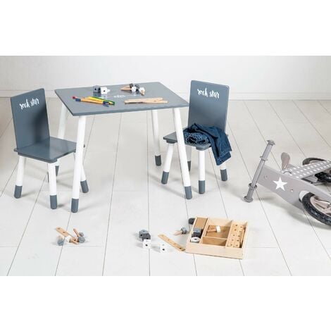 Set tavolo e sedia per bambini con forma di dinosauro, Mobili di plastica  con mensola e costruzioni Blu