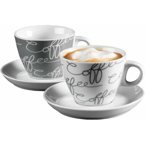 Ritzenhoff & Breker 005776 Cornello - Servizio di Tazze da Cappuccino per 2 Persone, Colore: Grigio (1/2)