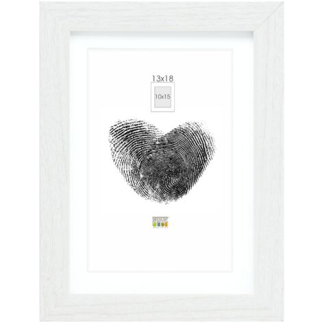 Deknudt Frames S66KF1-P1-13.0X18.0 - Cornice quadro/foto Basic con passepartout, bordi in legno/MDF, colore: Bianco,13 x 18 cm, beige (1/4)