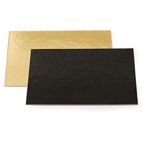 DECORA - Piatto torta rettangolare, 30 x 40 cm, Oro/Nero, 1 pezzo (l'immagine mostra entrambi i lati) (1/4)