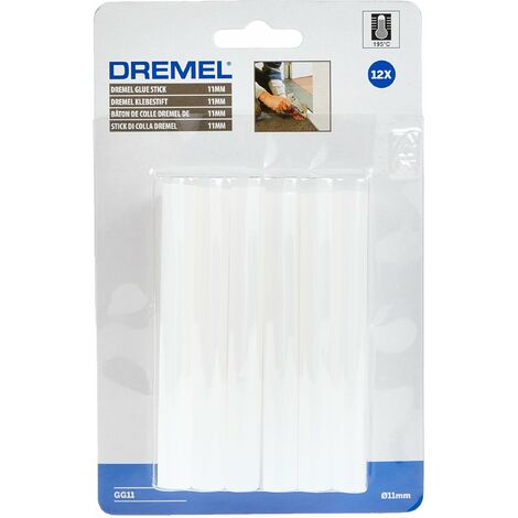 Dremel GG11 Sticks per pistola a caldo 12-pack, 12 stick di colla multiuso da 11 mm per alte temperature (165-195° Celsius)