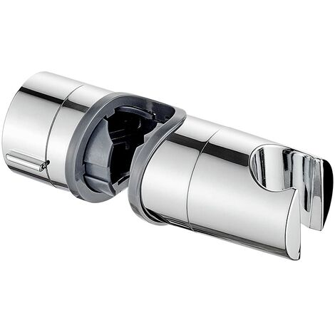 Ibergrif M20404 Supporto Soffione Doccia per Barra per Saliscendi, Regolabile Ricambio Porta per Doccetta, 18-25 mm, ABS, Cromo, Argento (1/4)