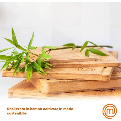 MasterChef Tagliere da Cucina in Legno, Grande con Bordi, per Piano Lavoro  Cucina, per Pane, Pizza, Aperitivo, e altro, Bambu, Accessori Cucina con  Scanalatura del Succo : : Casa e cucina