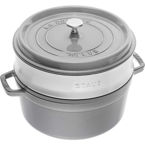 STAUB 40510-605-0 Casseruola con cestello, Ghisa, Grigio, 26 cm (1/4)