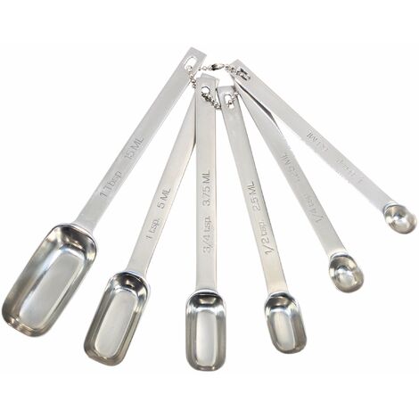 MasterClass Cucchiai dosatori rettangolari in acciaio inox (set di 6), argento (1/3)